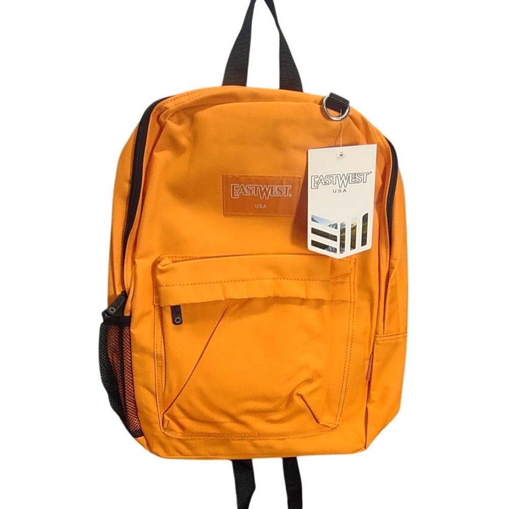 Eastwest U.S.A Orange Polyester Backpack N.W.T Adjustable Straps School
